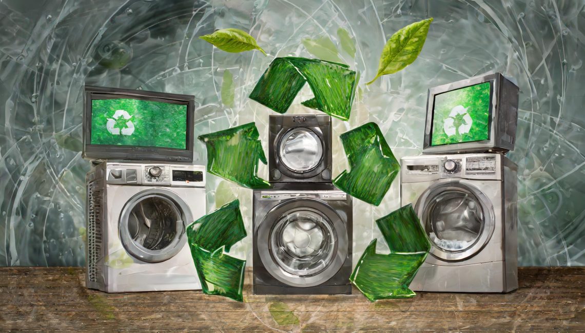 Firefly illustratie van recycling van wasmachines en tv's 50072